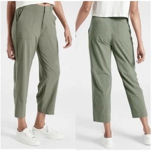 Athleta Tribeca Utility Crop Pants Womens 10 High Rise Straight Leg Sage Green